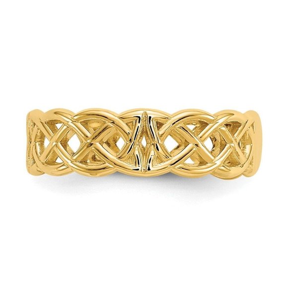 14k Yellow Gold Solid Toe Ring Celtic Adjustable - Picture 3 of 4